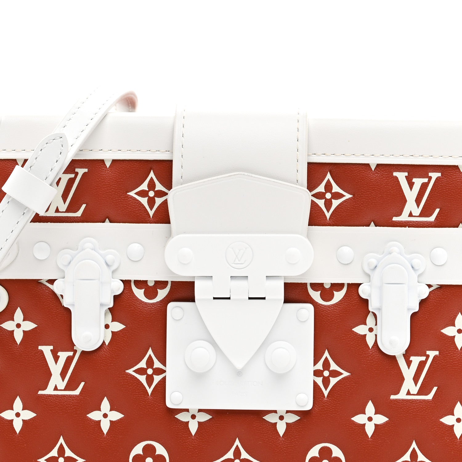 Louis Vuitton Lambskin Embossed Monogram Petite Malle Brown White