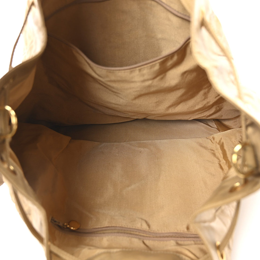 Chanel Vinyl Stitched XL Bucket Bag Beige