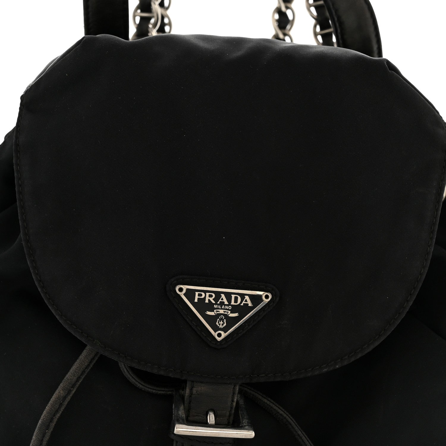 Prada Tessuto Nylon Vela Chain Backpack Black