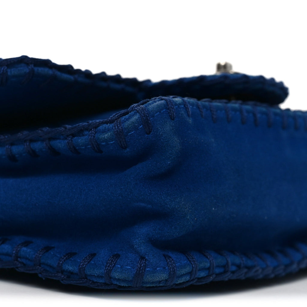 Chanel Suede Quilted Whipstitch Mini Flap Blue