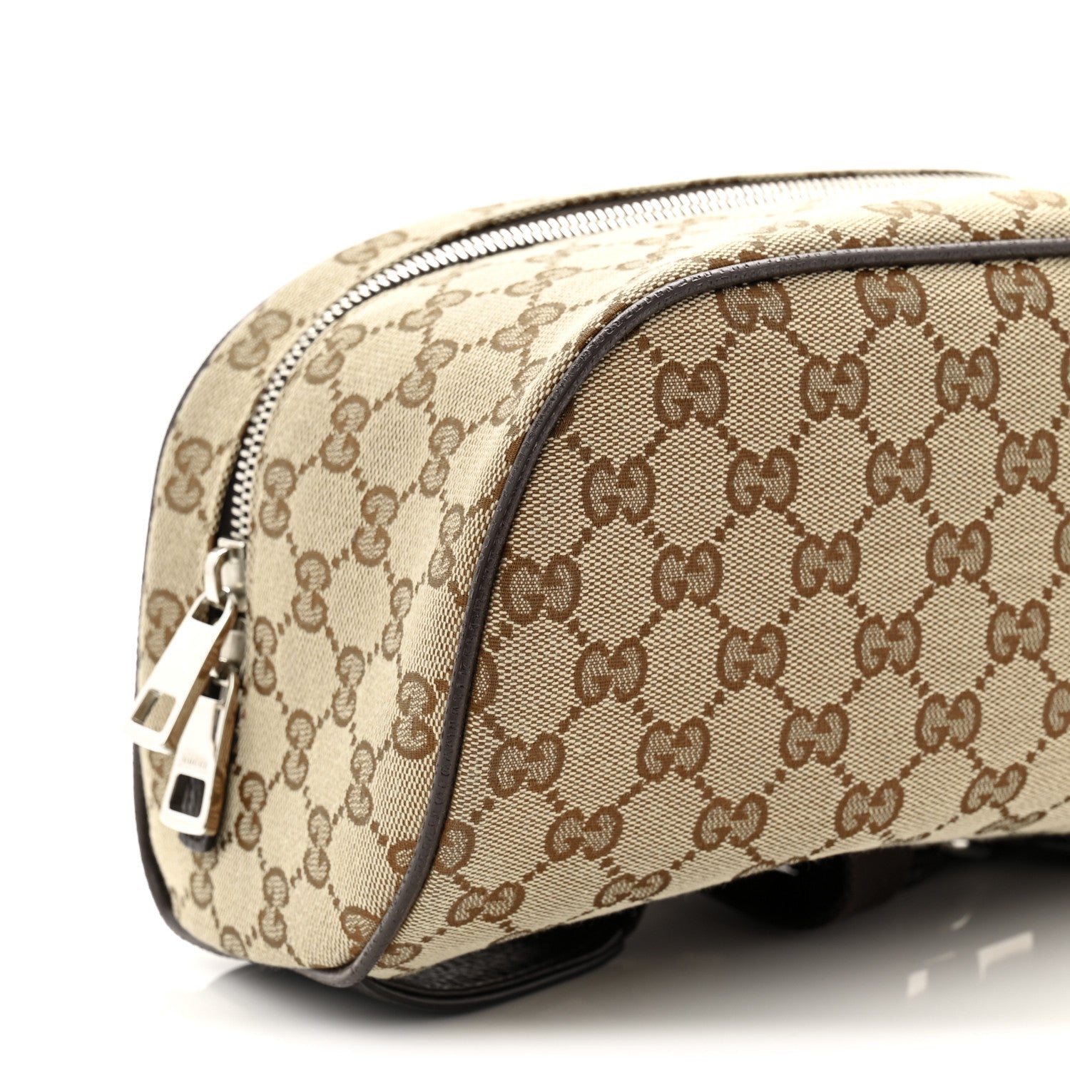 Gucci Monogram Dollar Calfskin Waist Pouch Beige Ebony Testa di Moro Marrone Scuro