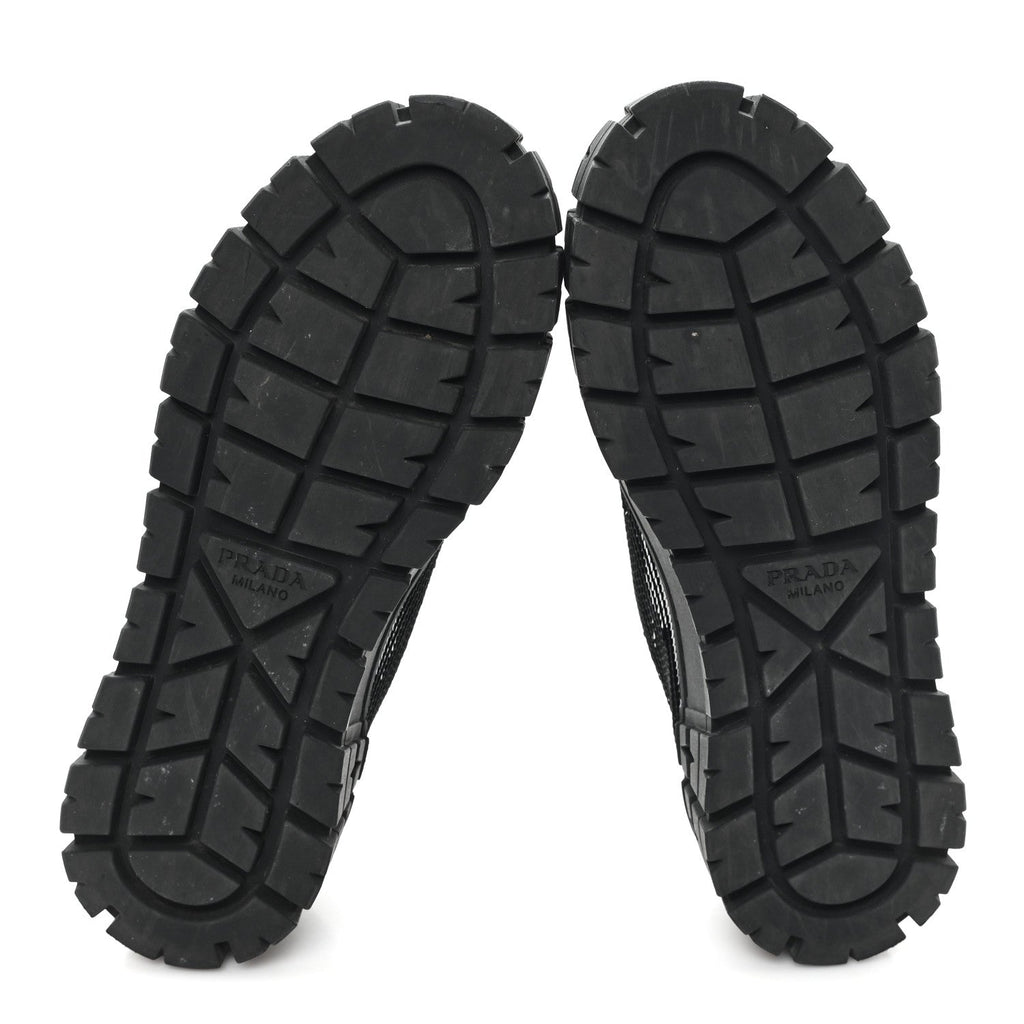Prada Paillettes Triangle Logo Double Wheel 50mm Sneakers 37 Black