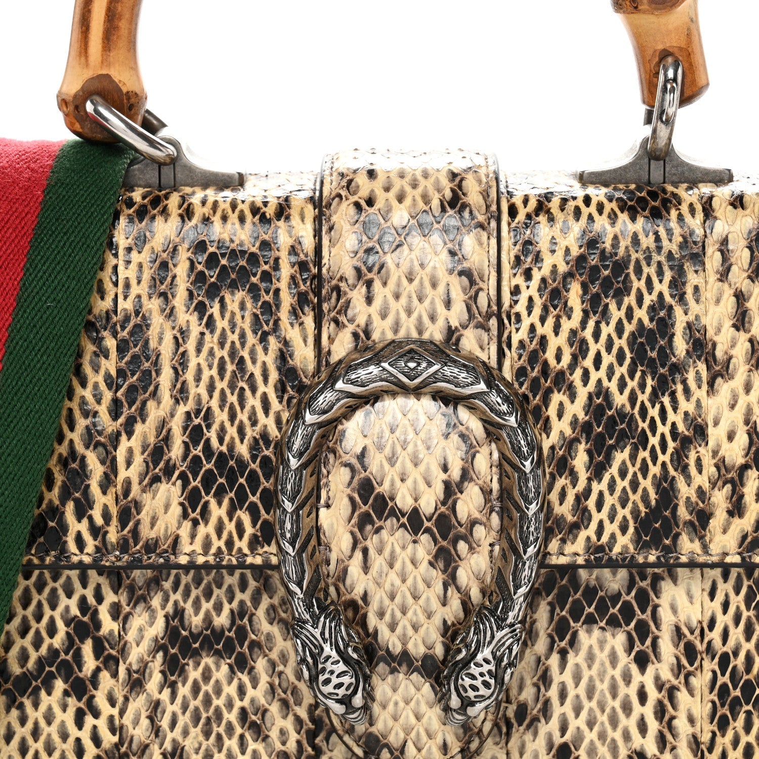 Gucci Snakeskin Bamboo Web Mini Dionysus Top Handle Bag