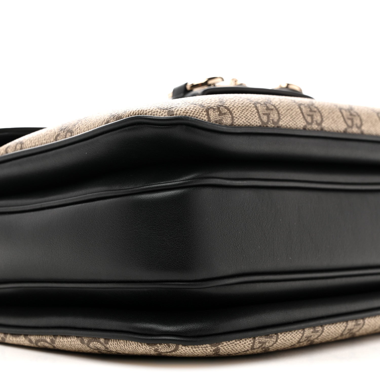 Gucci GG Supreme Monogram Horsebit 1955 Soft Small Shoulder Bag Beige Black