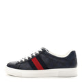 Gucci GG Supreme Monogram Ayers Web Mens New Ace Sneakers 8 Dark Blue