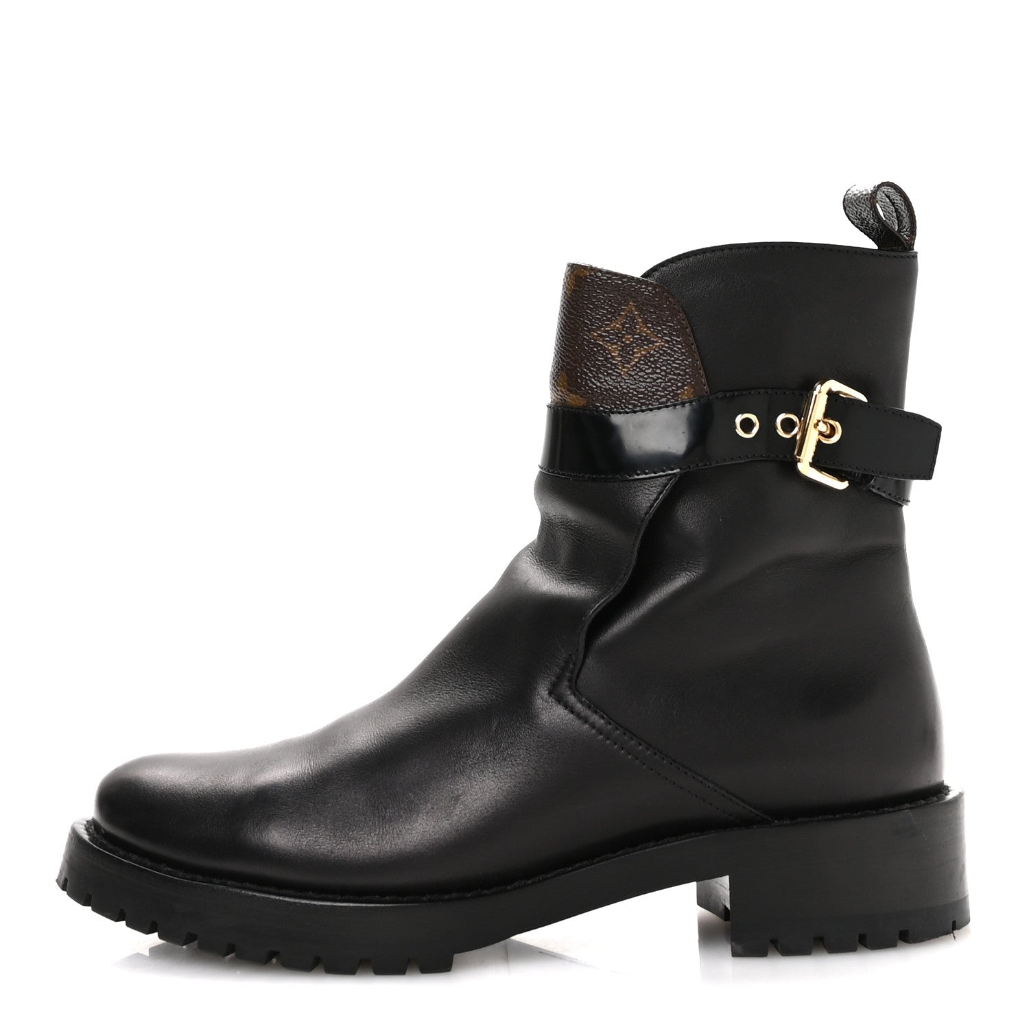 Louis Vuitton Calfskin Monogram Discovery Flat Ankle Boots 38 Black
