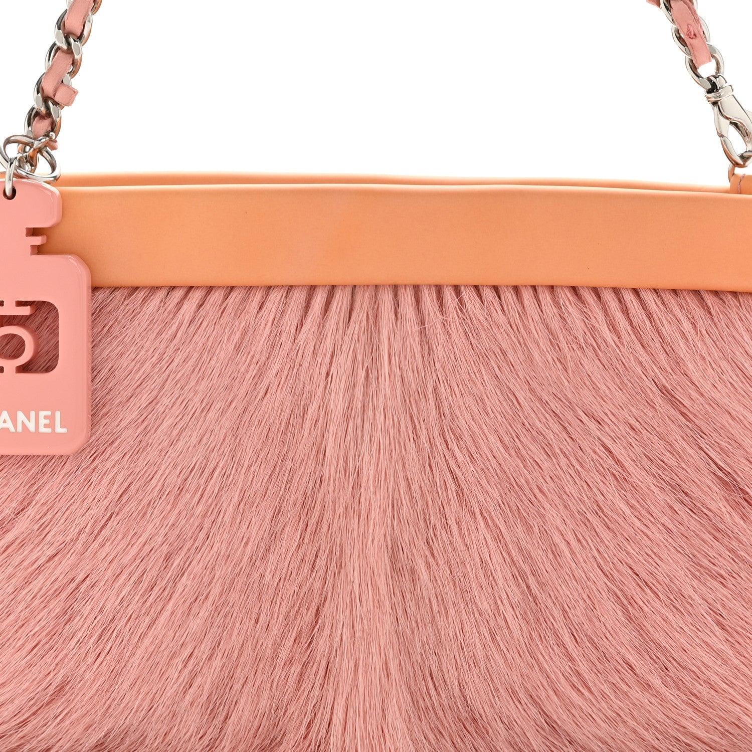 Chanel Rabbit Fur N°5 Pochette Pink Orange
