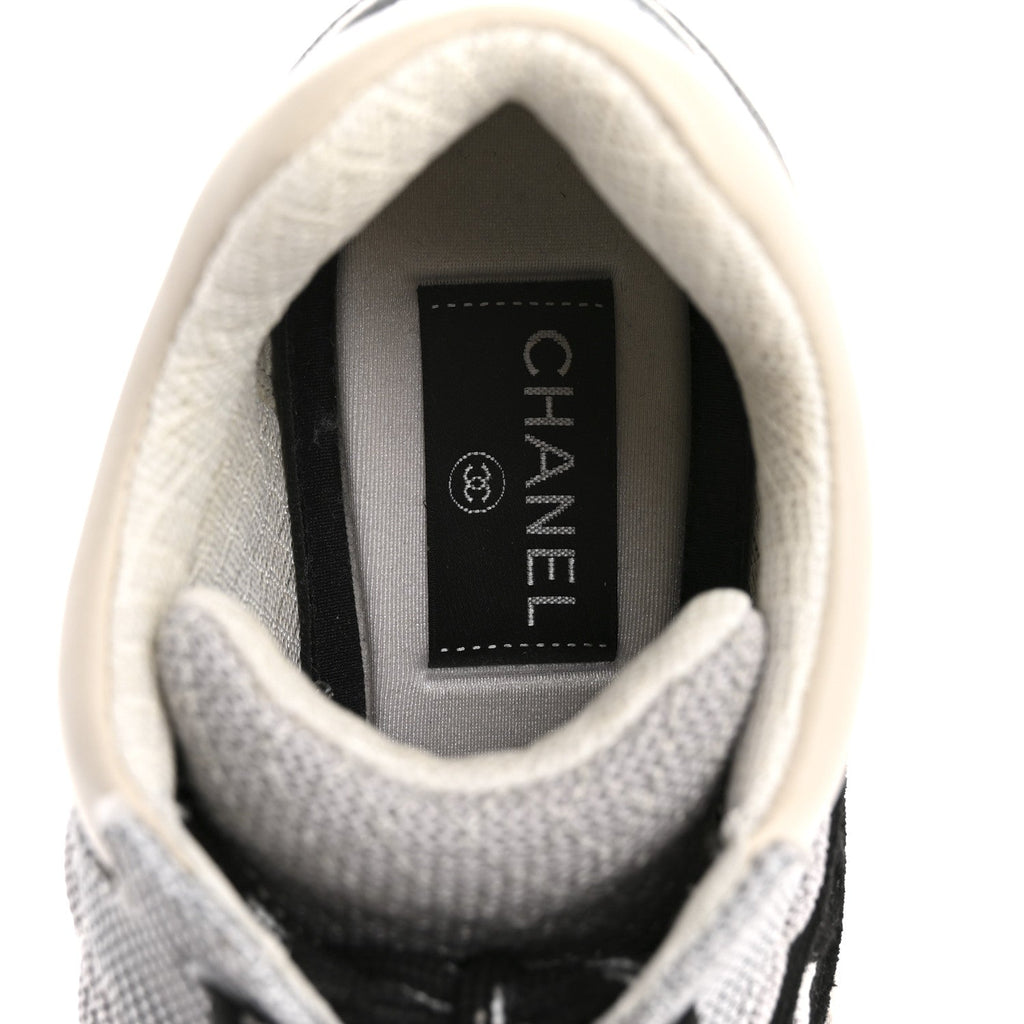 Nylon Calfskin Suede Womens CC Sneakers 36.5 Grey White