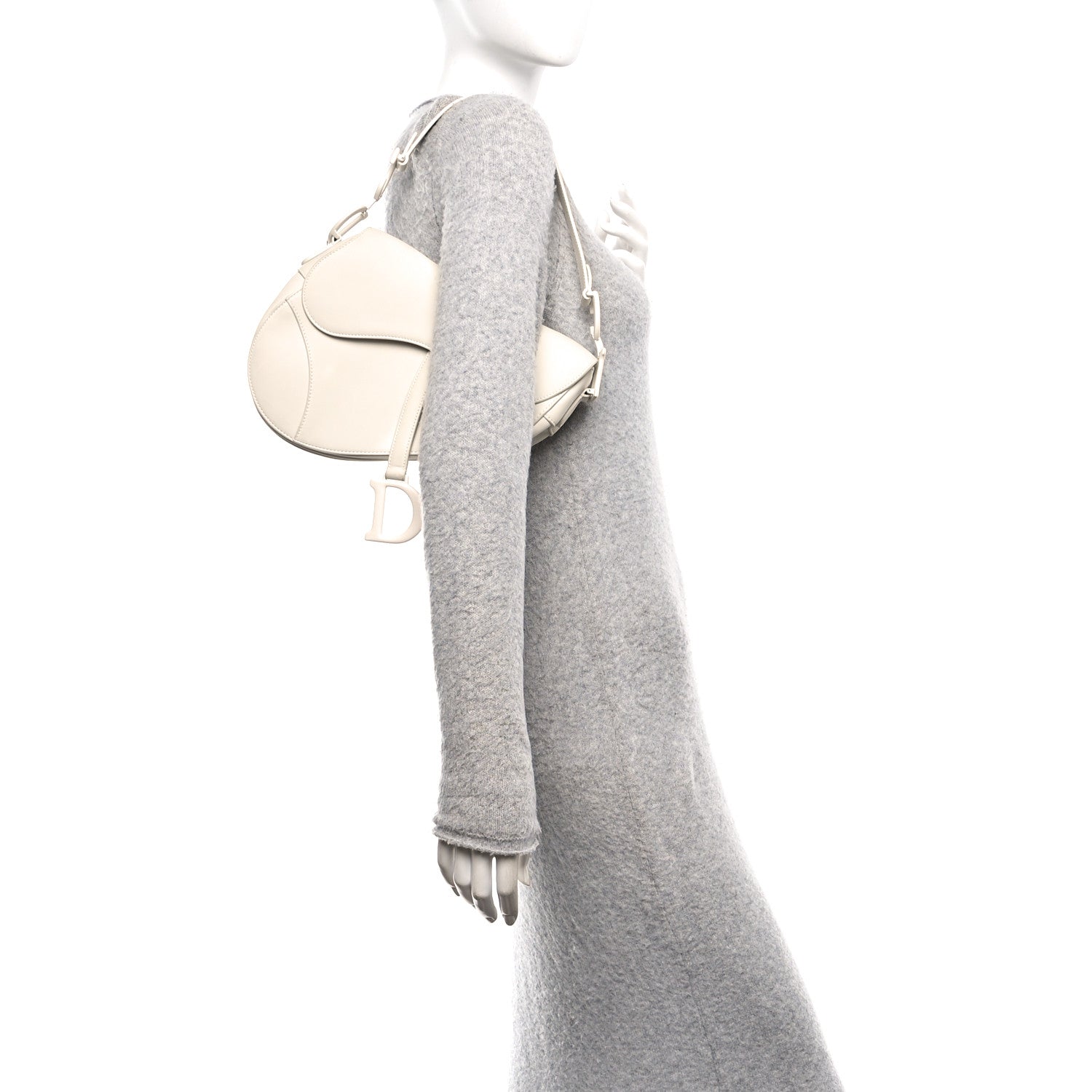 Christian Dior Ultra Matte Calfskin Saddle Bag Off White