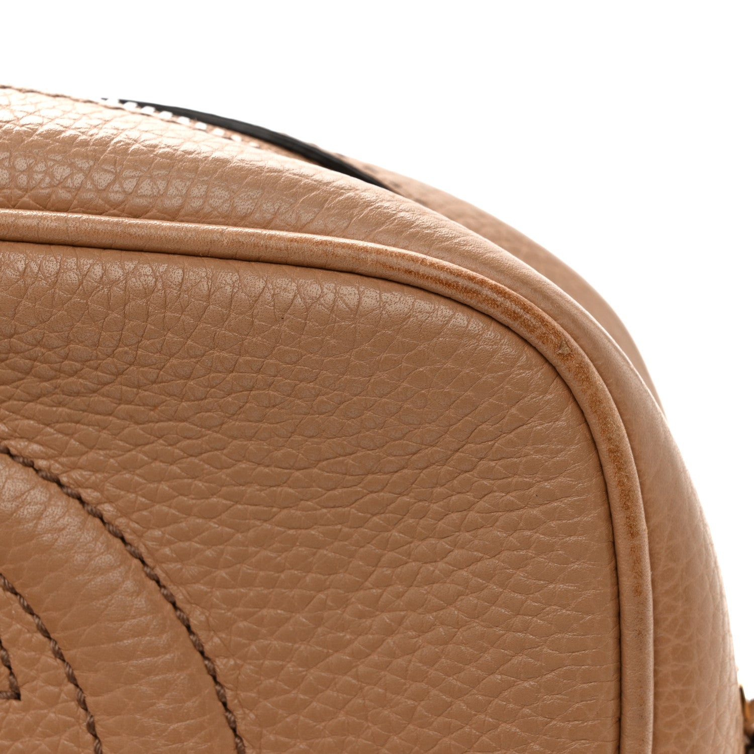 Gucci Pebbled Calfskin Small Soho Disco Bag Camelia