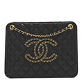 Chanel Calfskin Quilted CC Chain Accordion Tote Black