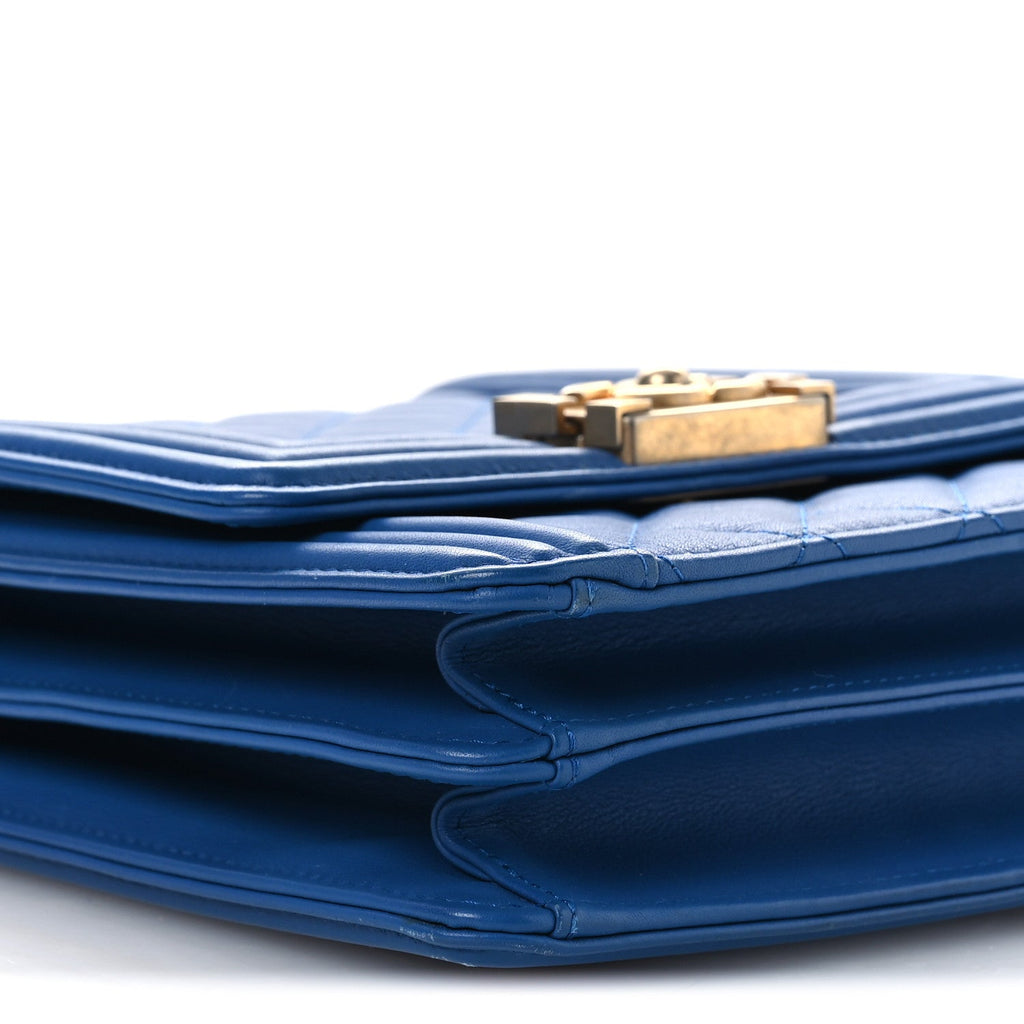 Chanel Calfskin Quilted North South Boy Flap Blue