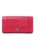 Chanel Sheepskin Chevron Quilted Mademoiselle Vintage Flap Wallet Pink