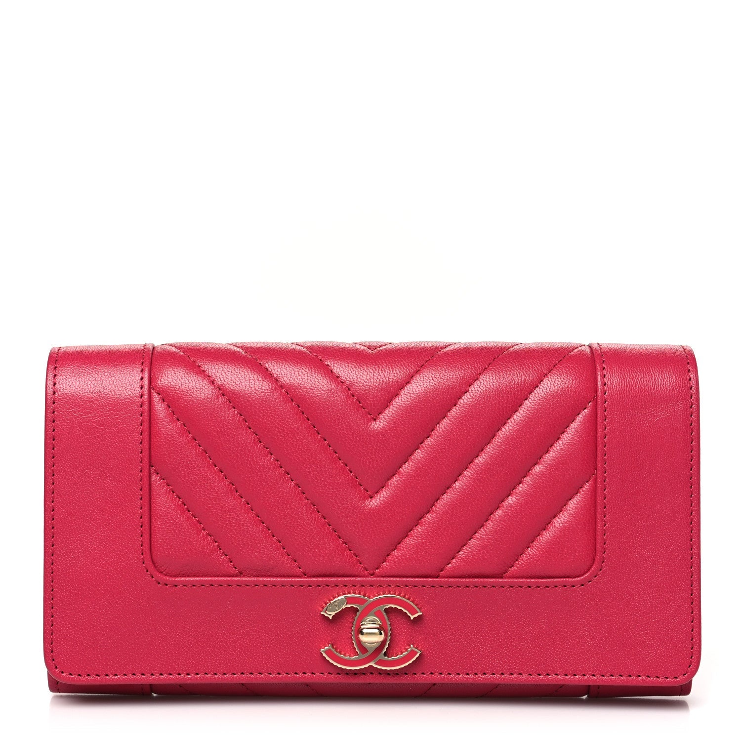Chanel Sheepskin Chevron Quilted Mademoiselle Vintage Flap Wallet Pink