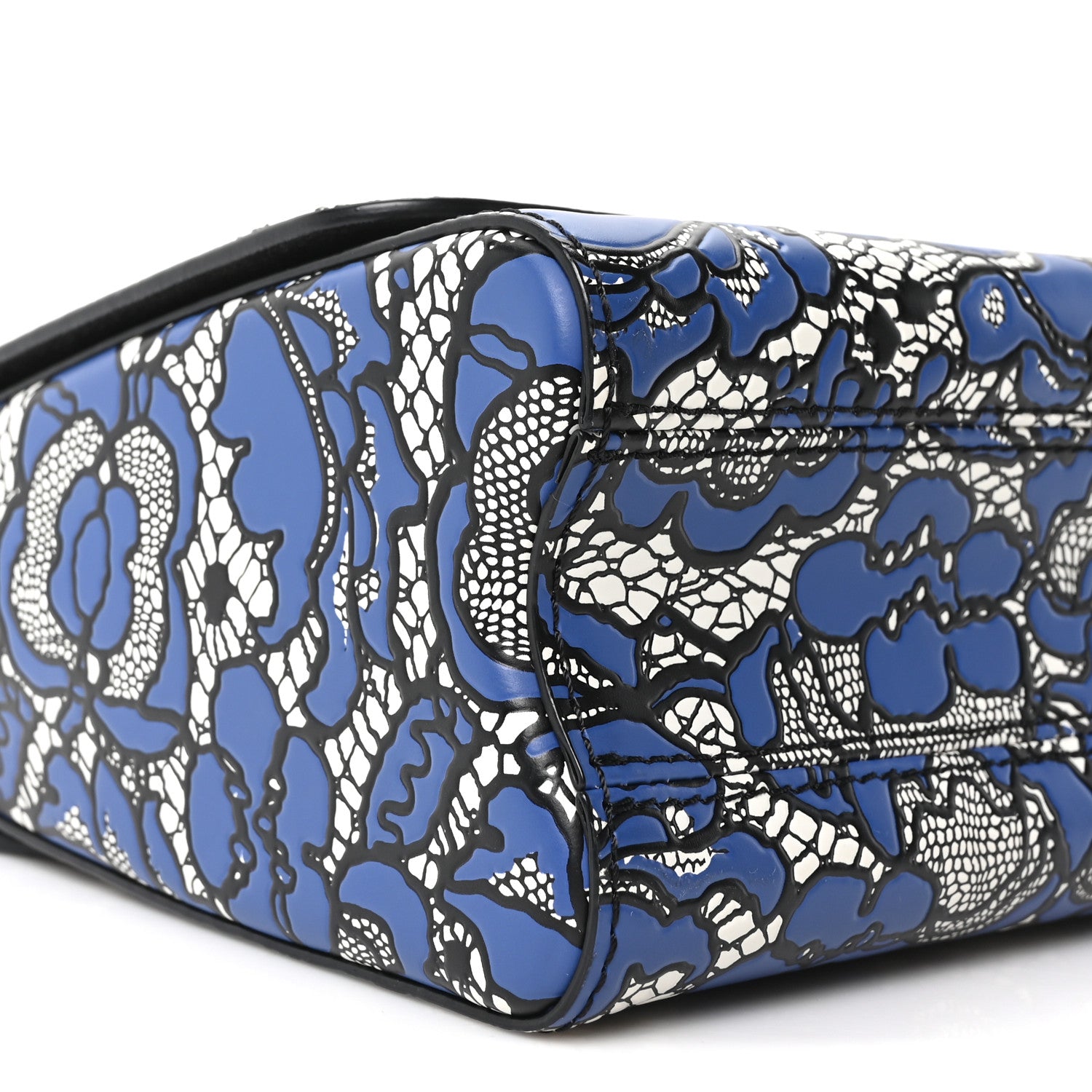 Louis Vuitton Calfskin Lace Flower Inlay Twist Shoulder Bag MM Navy Black
