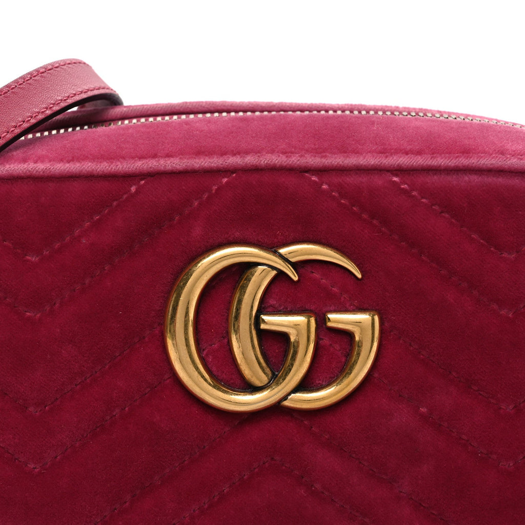 Gucci Velvet Matelasse Small GG Marmont Chain Shoulder Bag Light Raspberry Rose