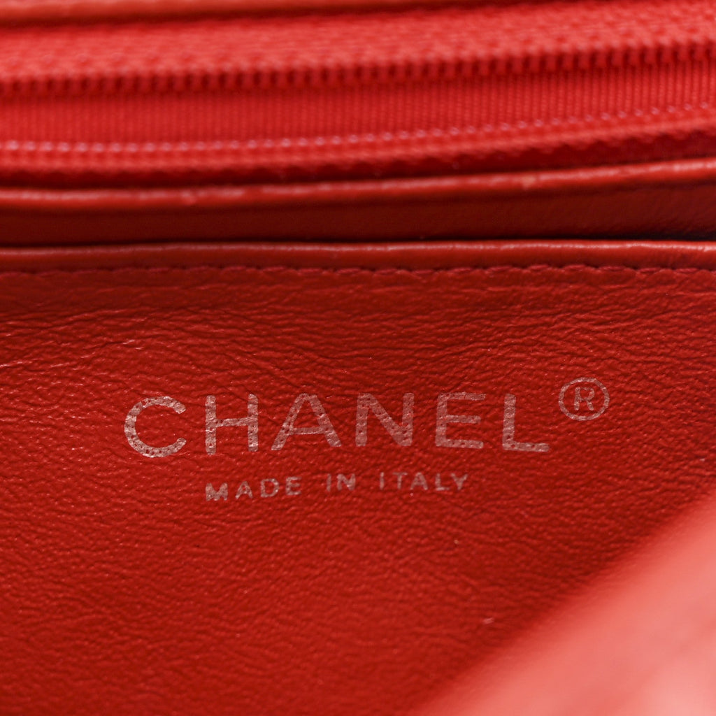 Chanel Lambskin Quilted Mini Rectangular Flap Red