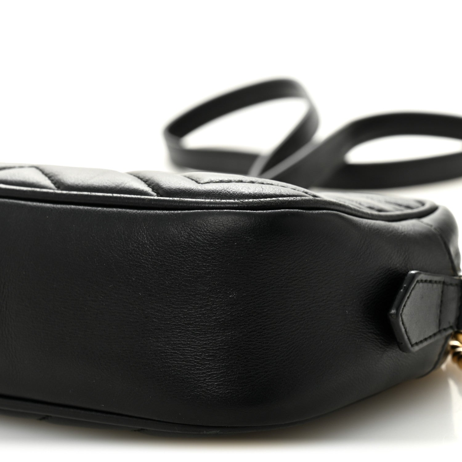 Gucci Calfskin Matelasse Mini GG Marmont Chain Shoulder Bag Black