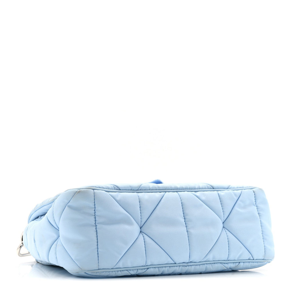 Prada Re-Nylon Quilted Padded Flap Shoulder Bag Celeste