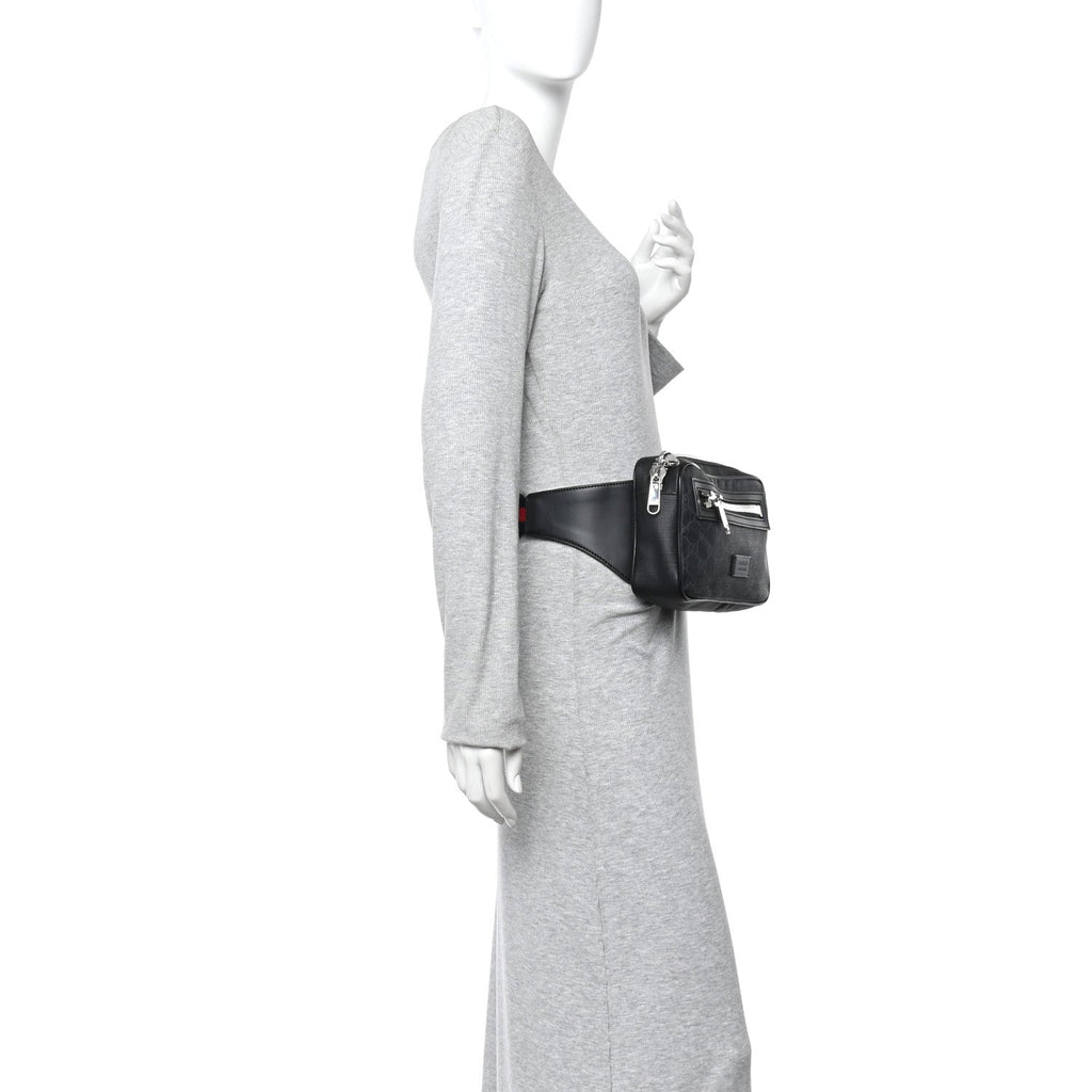 Gucci Soft GG Supreme Monogram Web Belt Bag Black Grey
