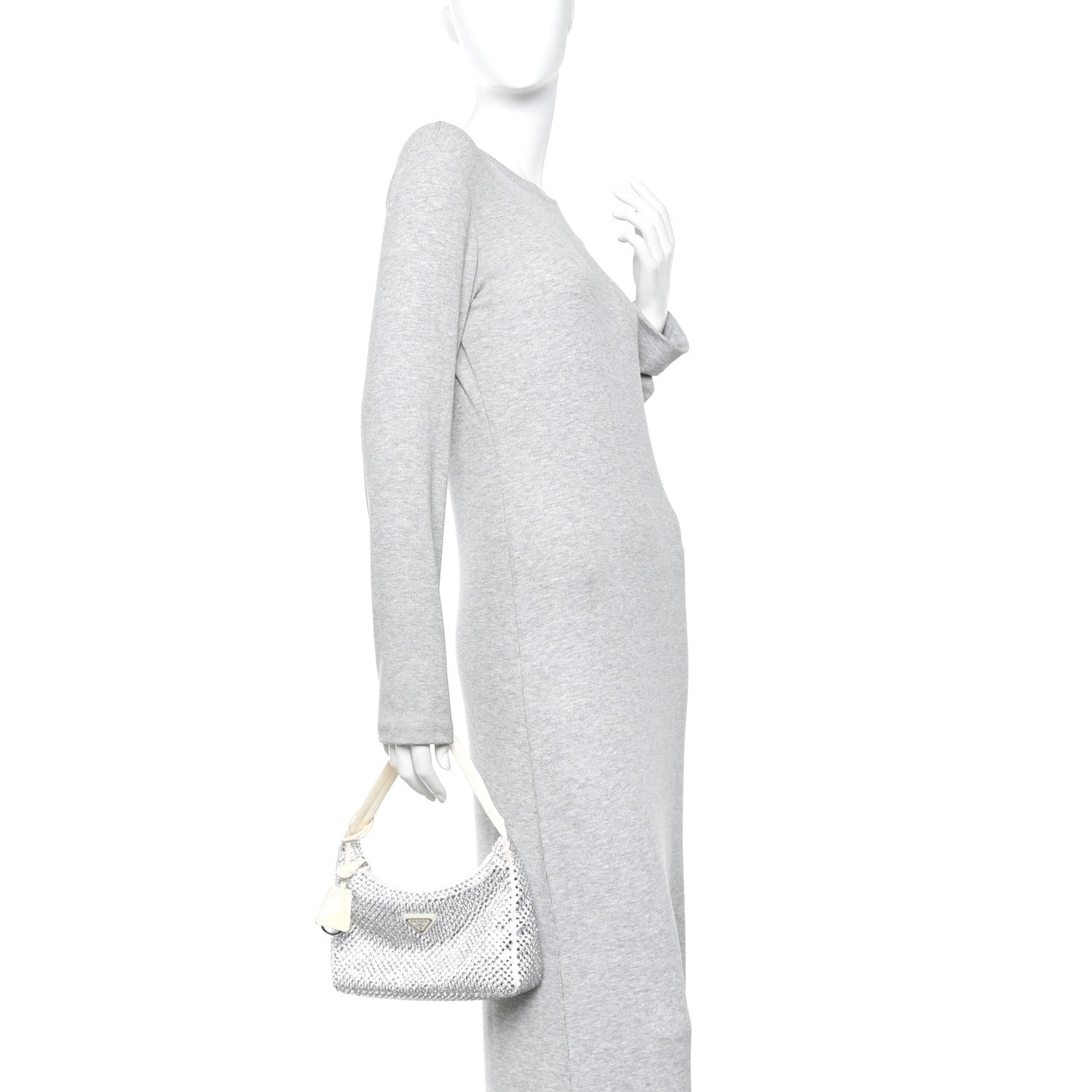 Prada Satin Crystal Mini Re-Edition 2000 Bag White