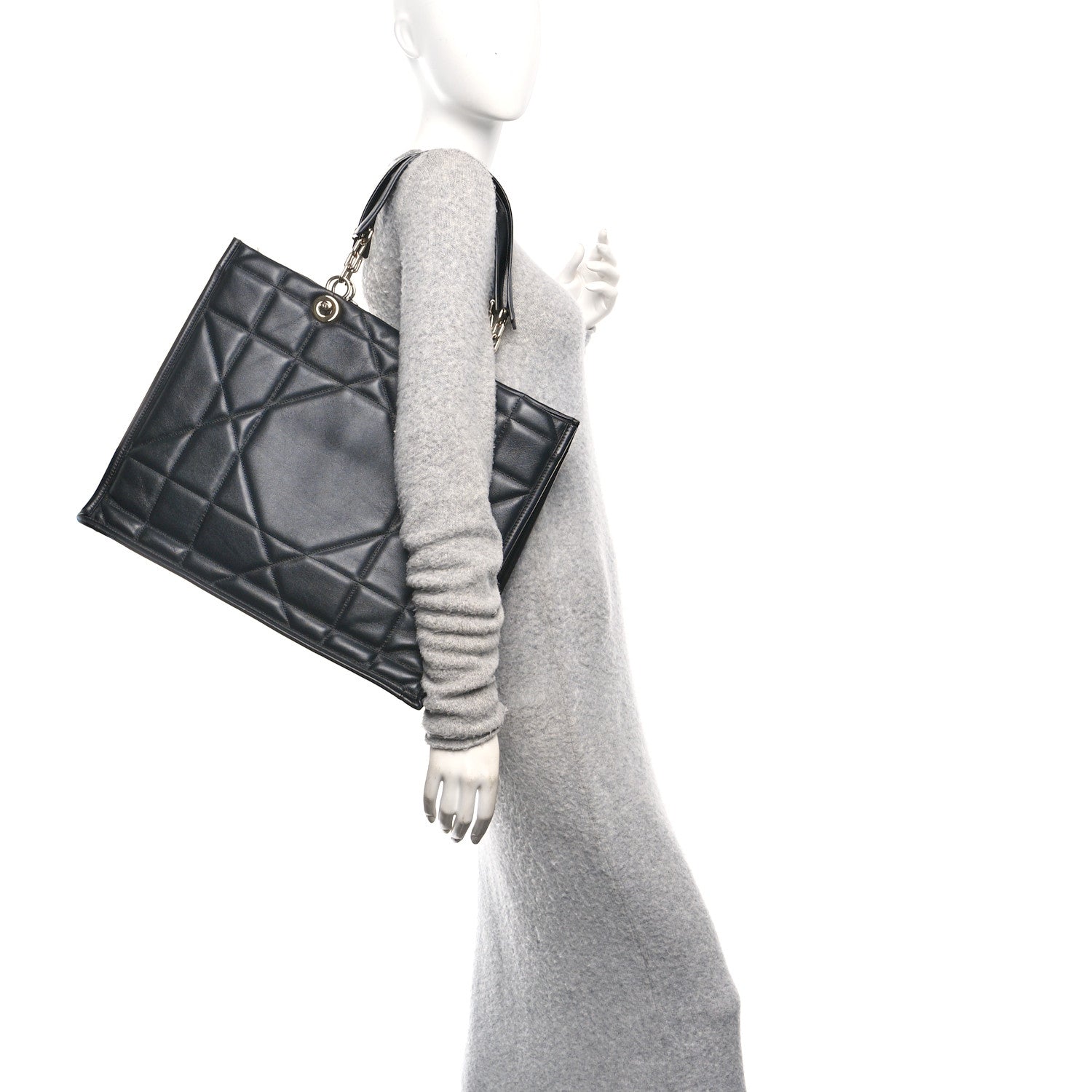 Christian Dior Calfskin Archicannage Large Essential Tote Black