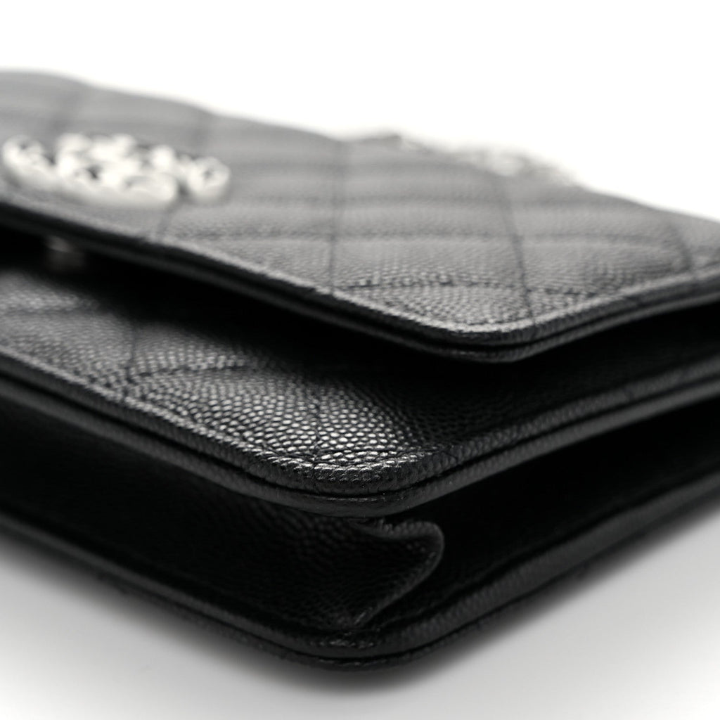 Chanel Caviar Quilted Chanel 19 Wallet On Chain WOC Black White