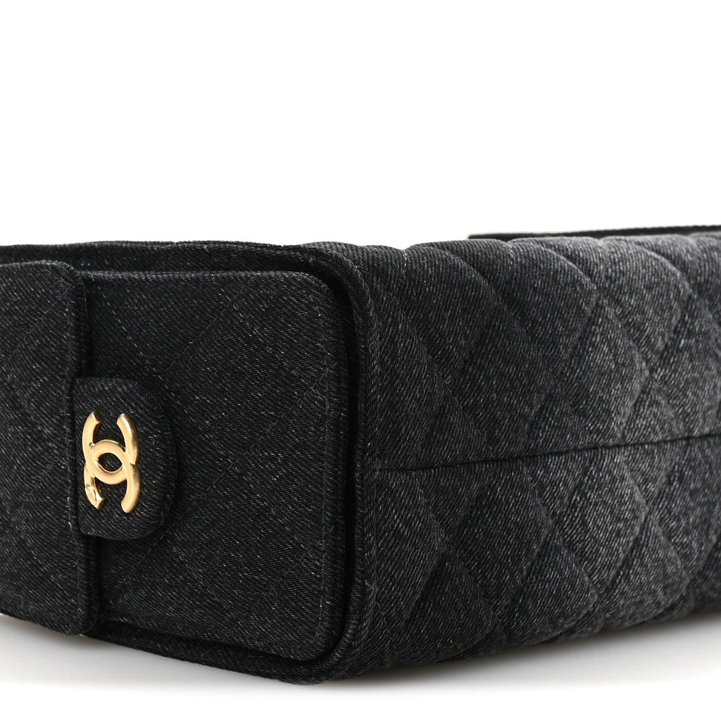 Chanel Washed Denim Quilted Mini Chanel 25 Handbag Black
