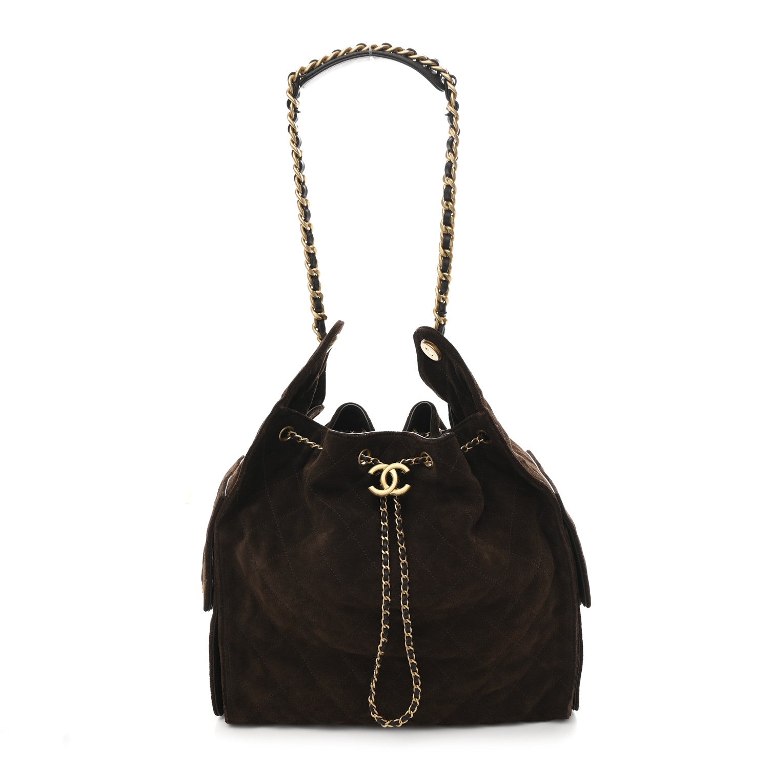 Chanel Suede Quilted Medium Chanel 25 Handbag Dark Brown