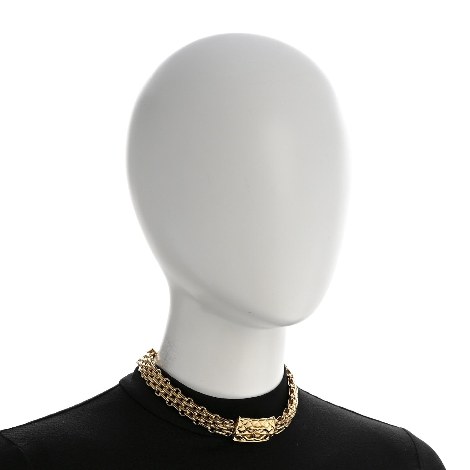 Metal CC Chain Flap Bag Choker Necklace Gold