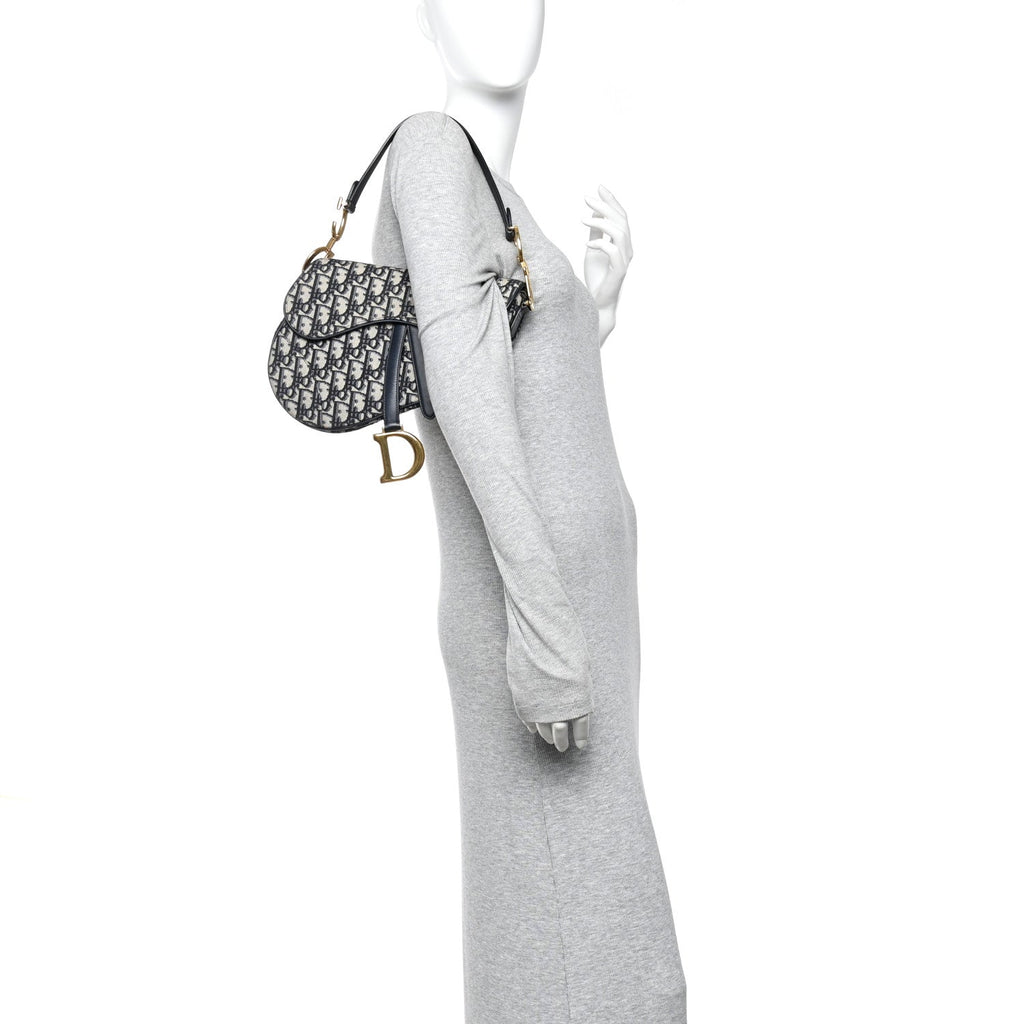 Christian Dior Oblique Saddle Bag Blue