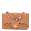 Chanel Lambskin Quilted Mini Rectangular Flap Brown