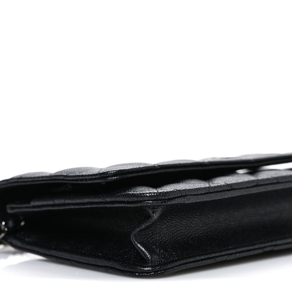 Chanel Iridescent Caviar Quilted Wallet on Chain WOC Black