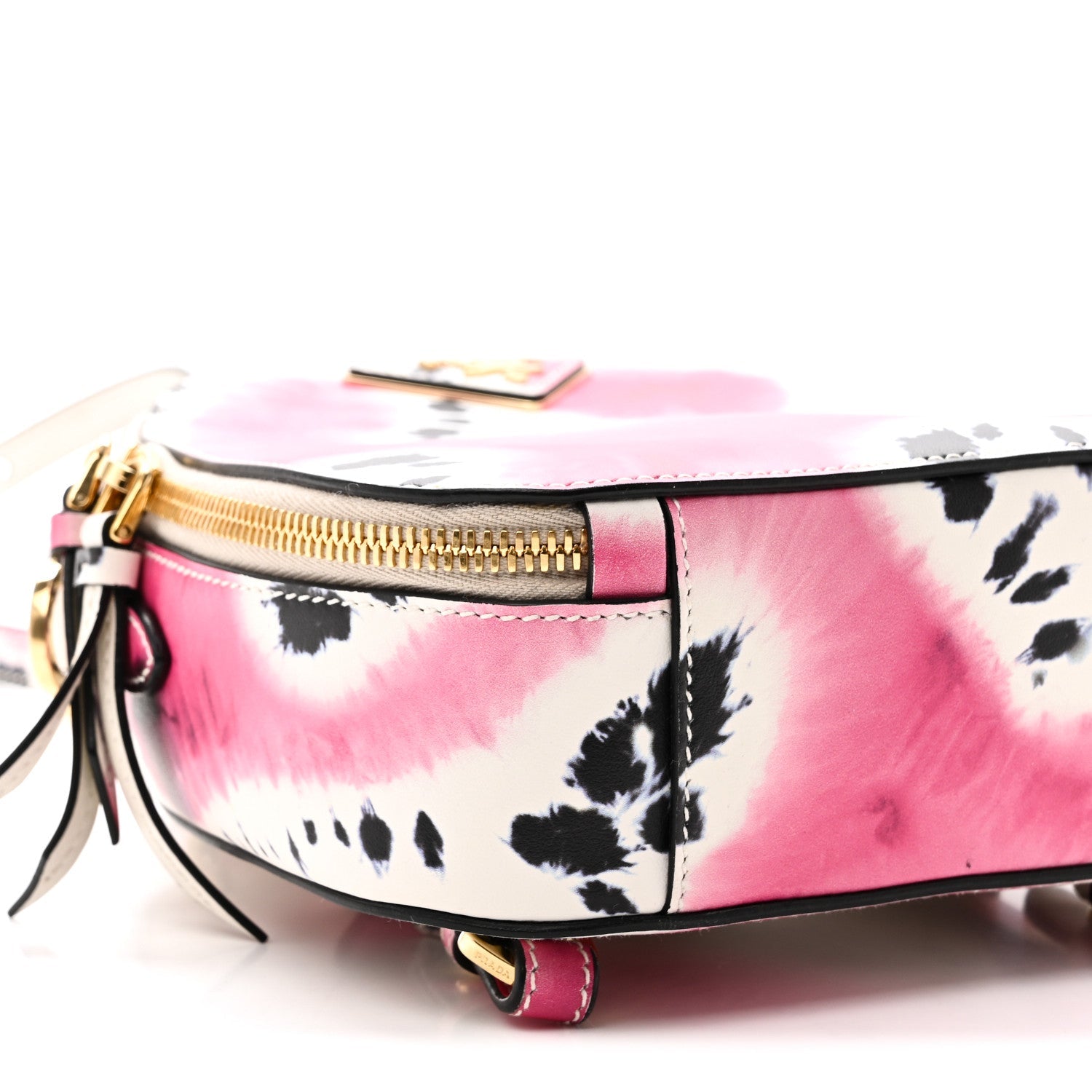 Prada City Calfskin Tie Dye Print Mini Odette Backpack White Pink Black