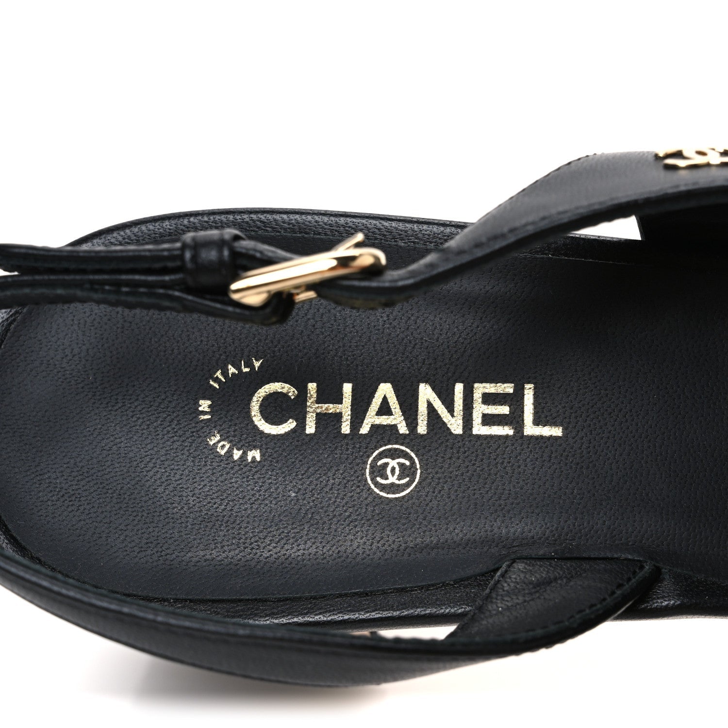 Lambskin Grosgrain Pearl Cap Toe CC Slingback Pumps 40.5 Black