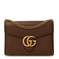 Gucci Cellarius Calfskin GG Marmont Chain Wallet Nut Brown