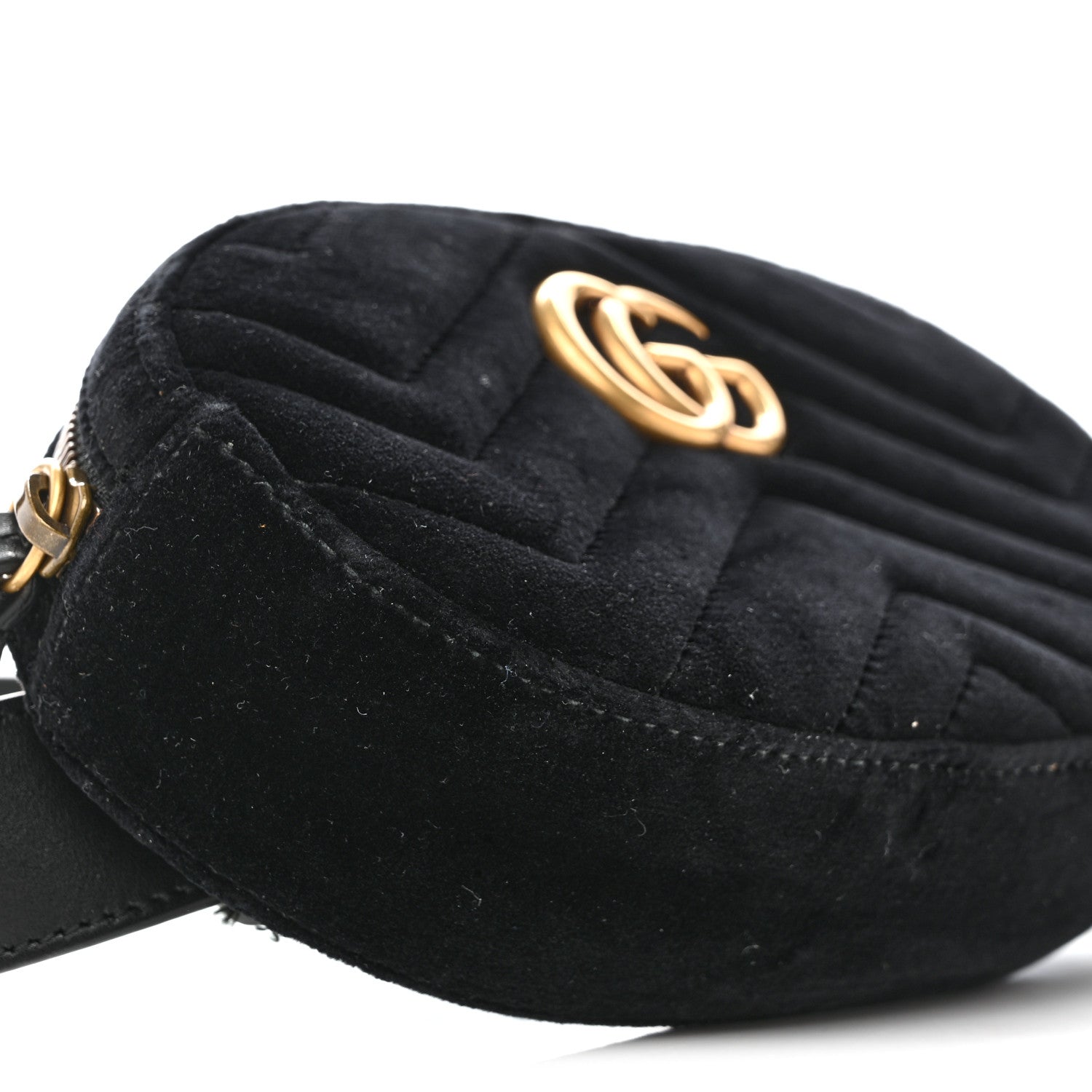 Gucci Velvet Matelasse GG Marmont Belt Bag 75 30 Black