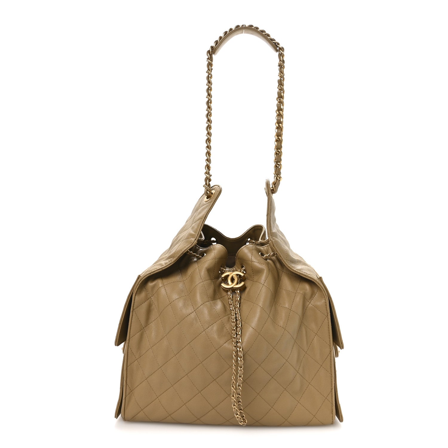 Chanel Caviar Quilted Medium Chanel 25 Handbag Dark Beige