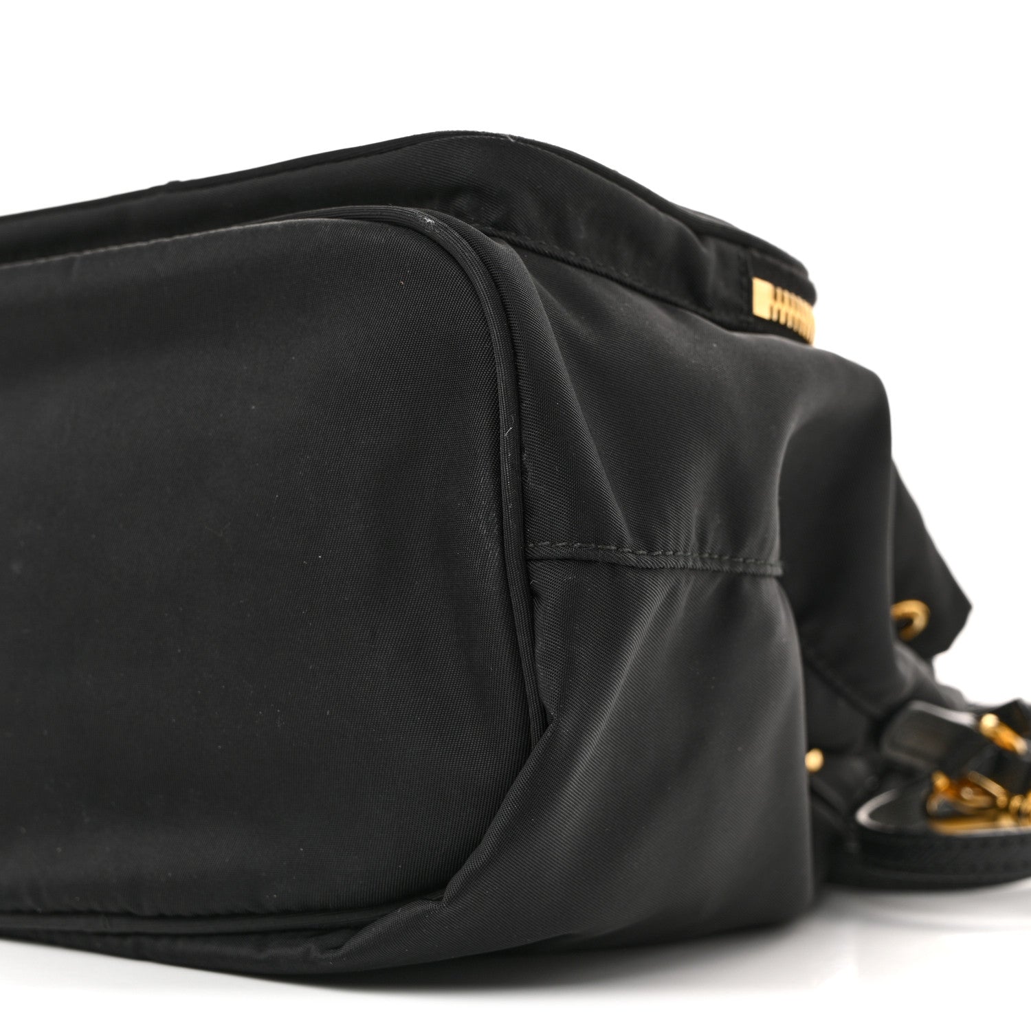 Prada Saffiano Tessuto Nylon Mini Bucket Crossbody Bag Black