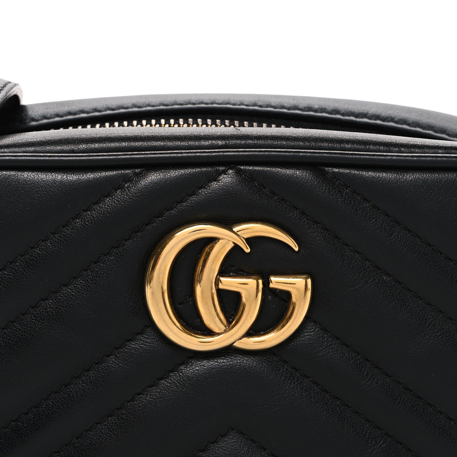 Gucci Calfskin Matelasse Mini GG Marmont Chain Shoulder Bag Black