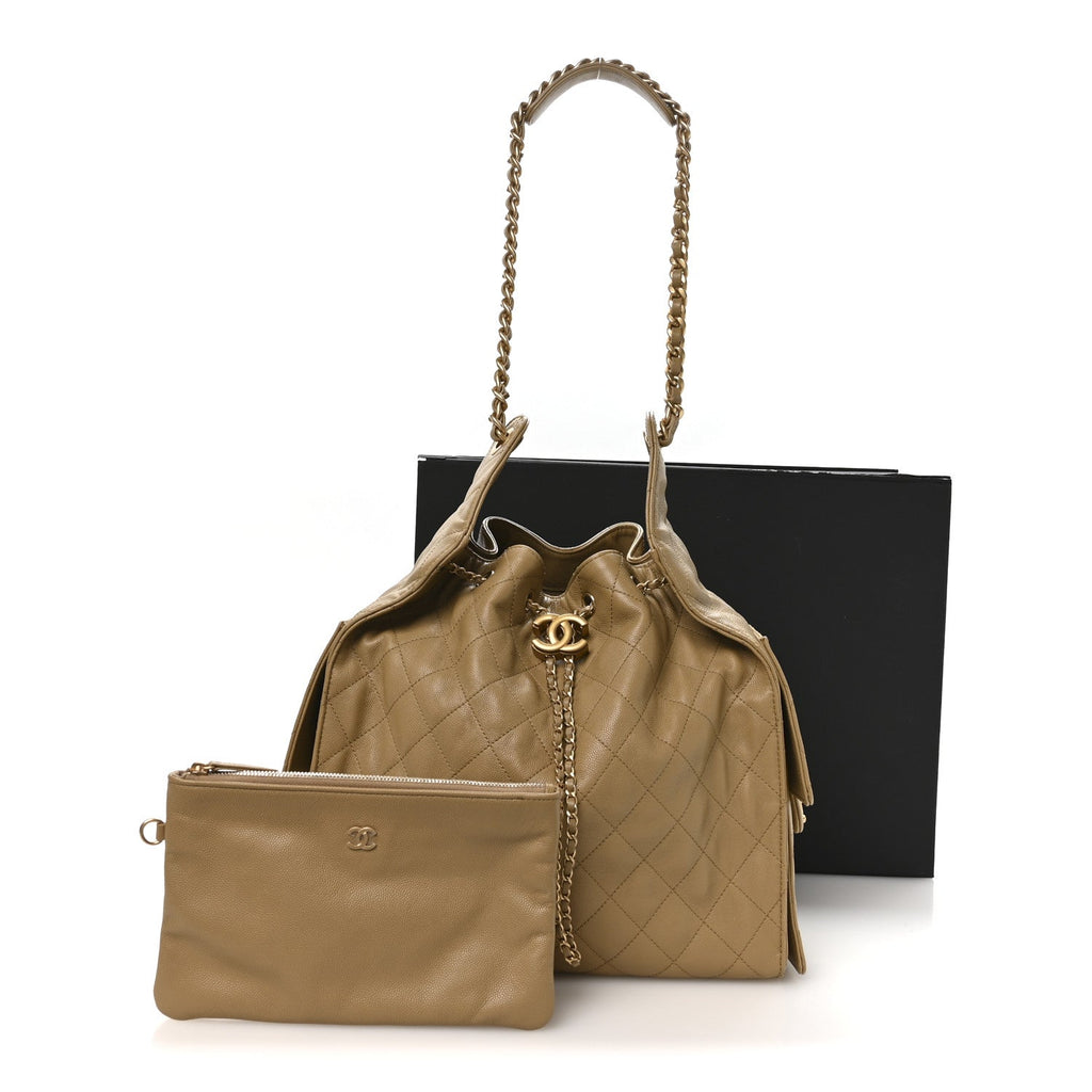 Chanel Caviar Quilted Medium Chanel 25 Handbag Dark Beige