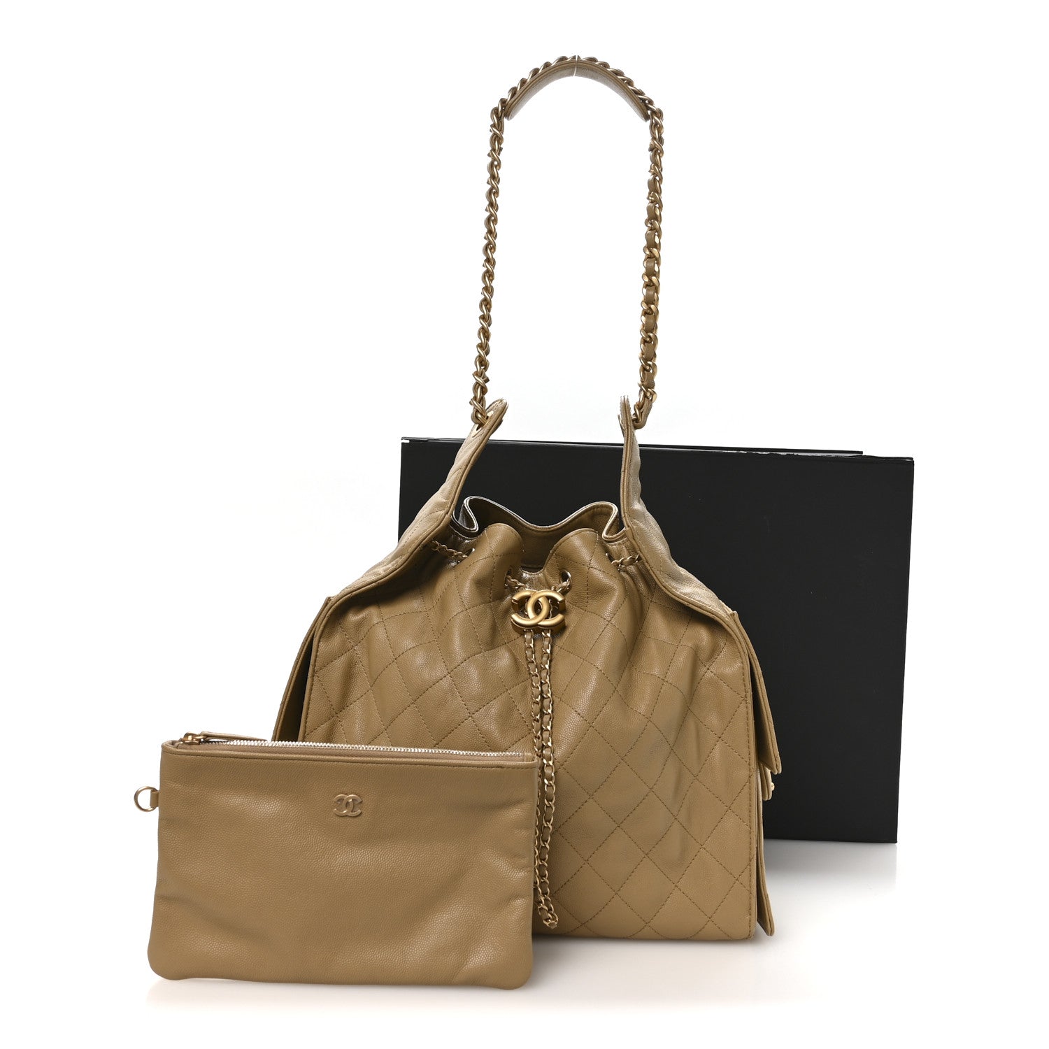 Chanel Caviar Quilted Medium Chanel 25 Handbag Dark Beige