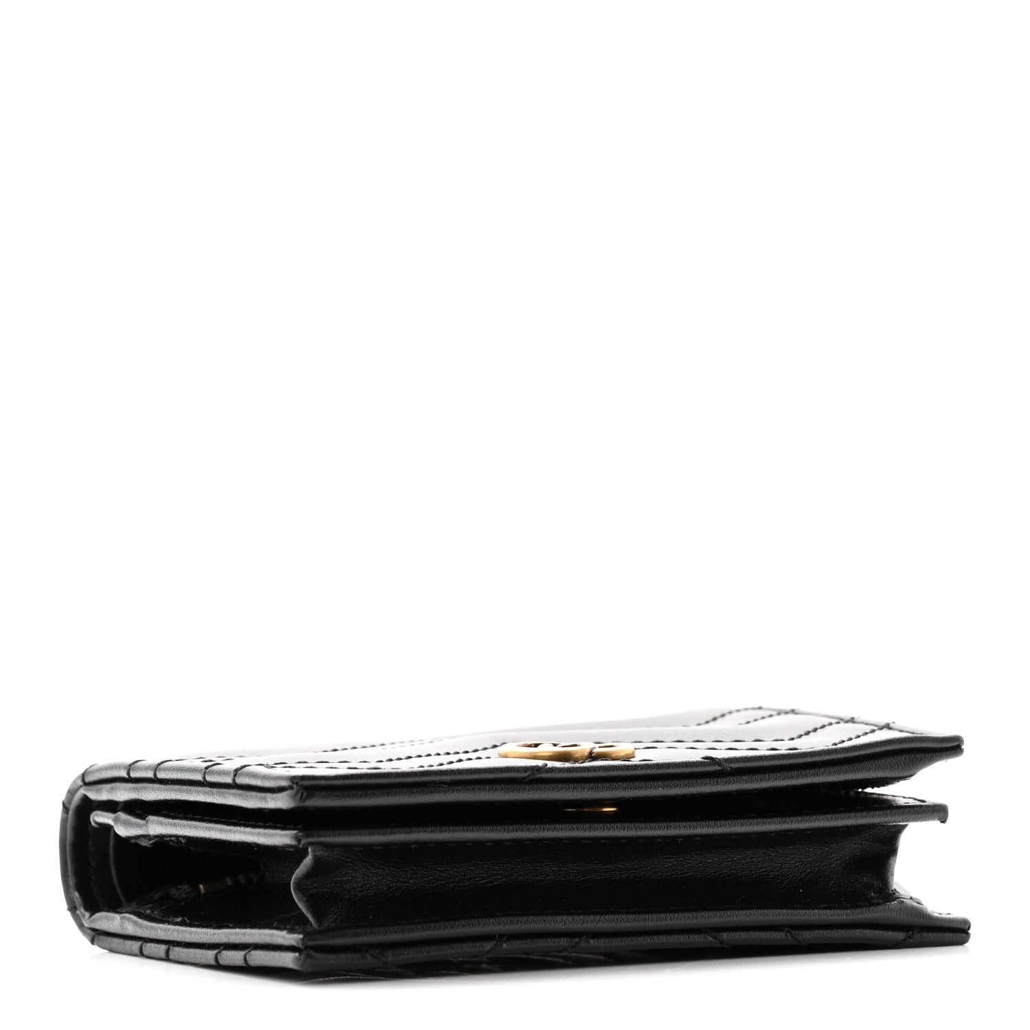 Gucci Calfskin Matelasse GG Marmont Card Case Wallet Black