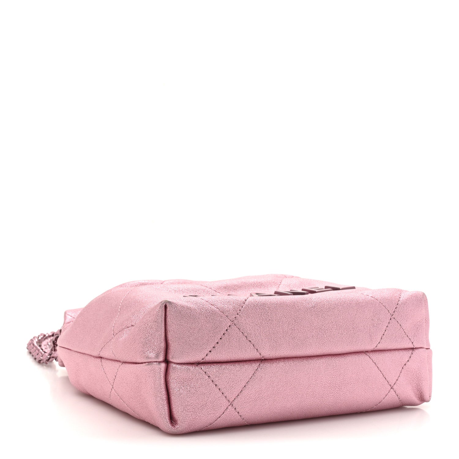 Chanel Metallic Lambskin Lacquered Monochrome Quilted Mini Chanel 22 Pink