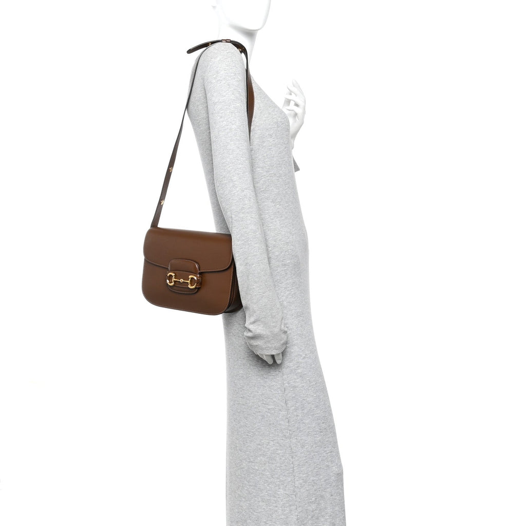 Gucci Azalea Calfskin Horsebit 1955 Shoulder Bag Brown Sugar