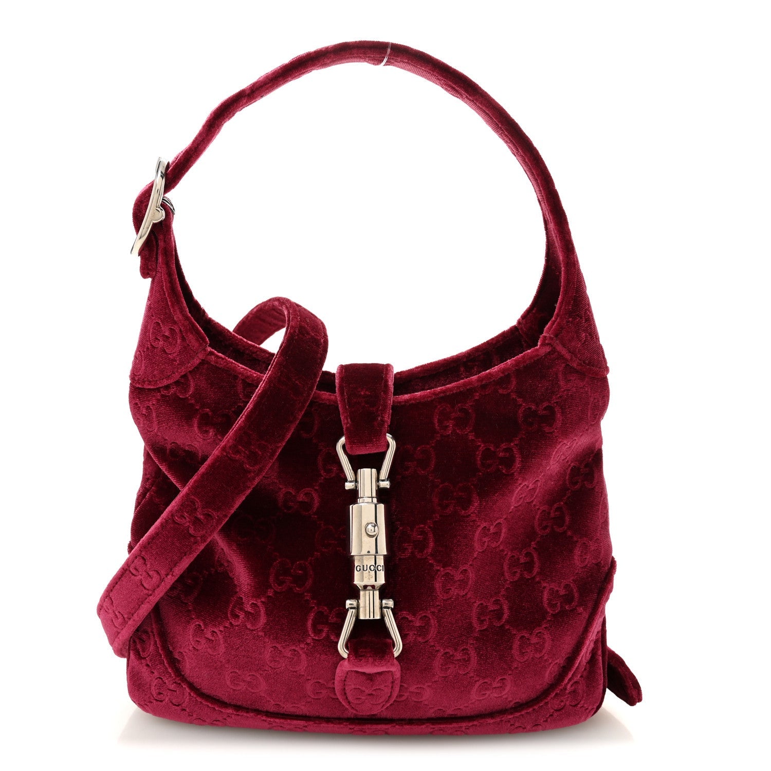 Gucci New Velvet Ashmir GG Monogram Small Jackie 1961 Hobo Red