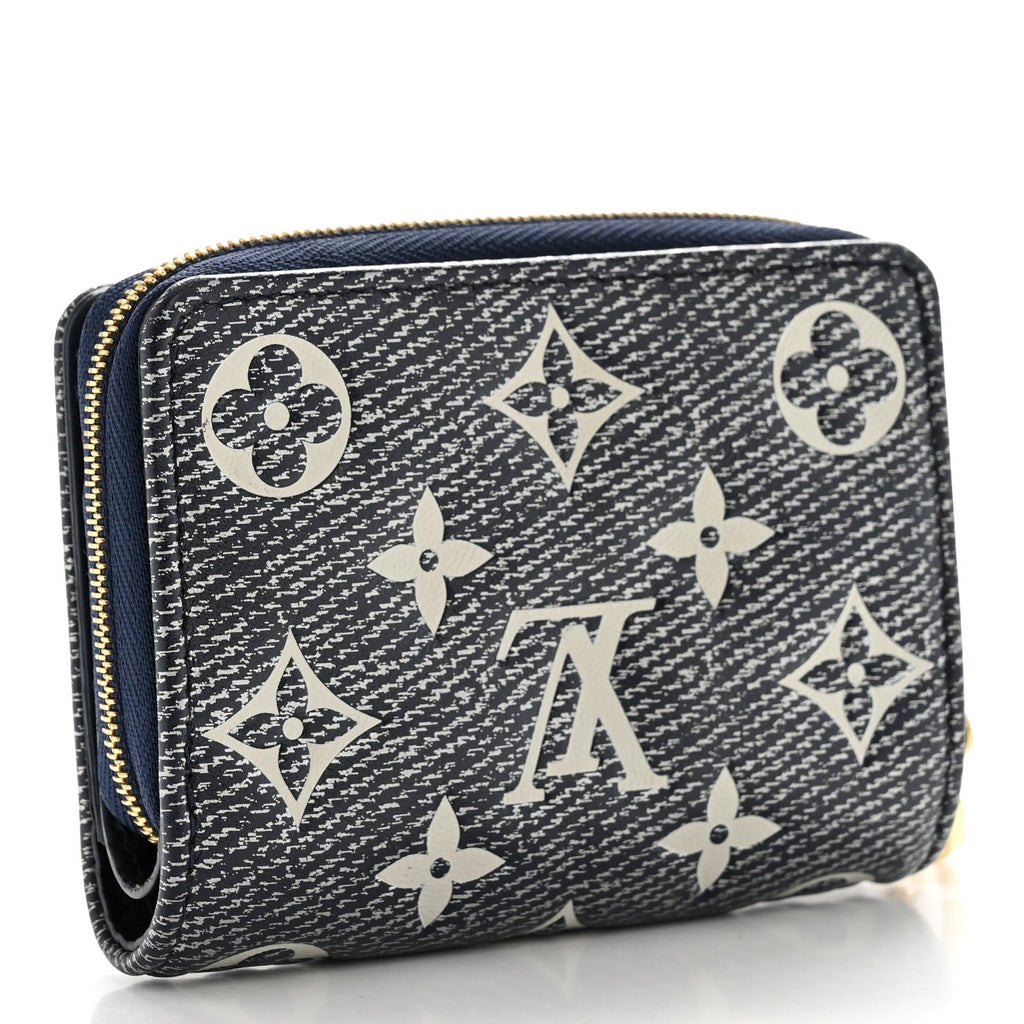 Louis Vuitton Denim Effect Lambskin Embossed Monogram Lou Coussin Wallet Navy