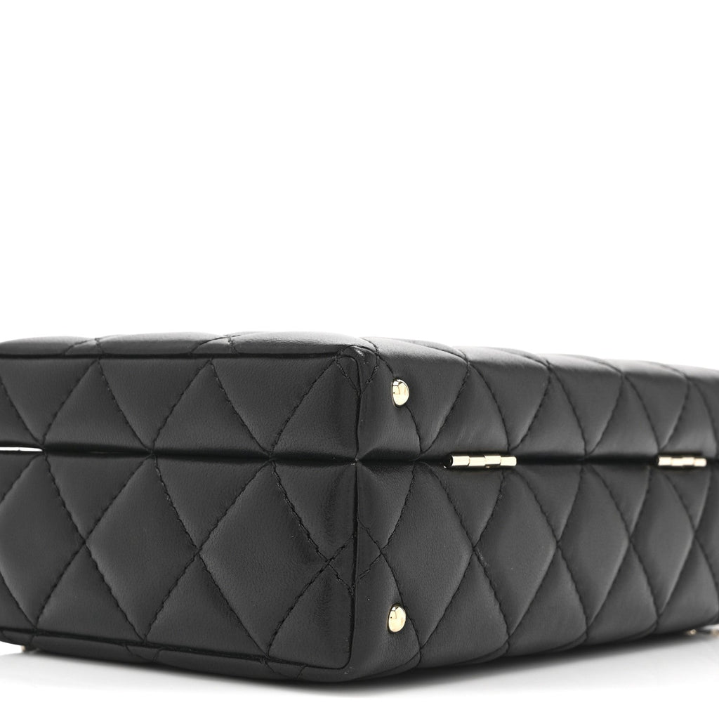 Chanel Lambskin Quilted Small CC Top Handle Box Bag Black