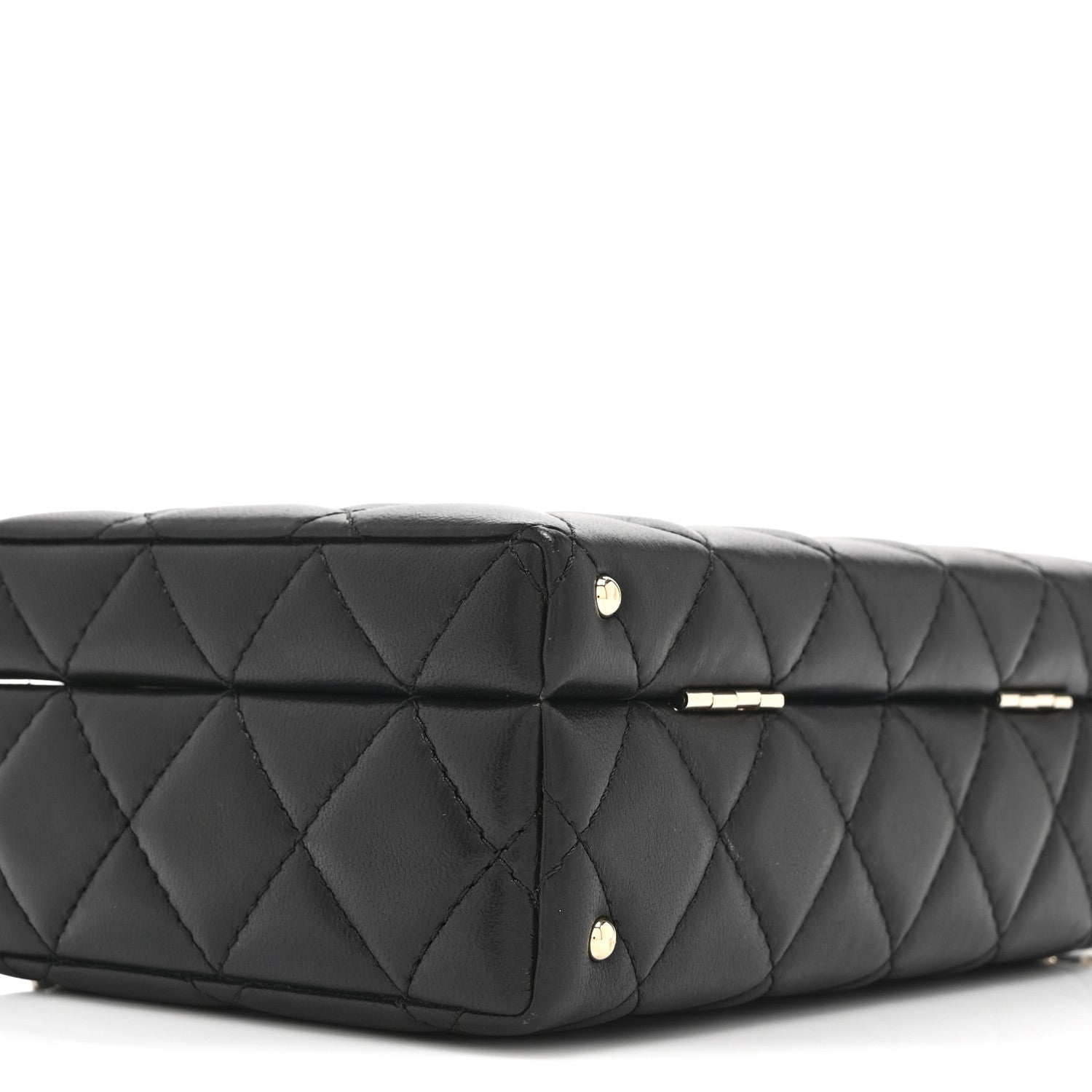 Chanel Lambskin Quilted Small CC Top Handle Box Bag Black