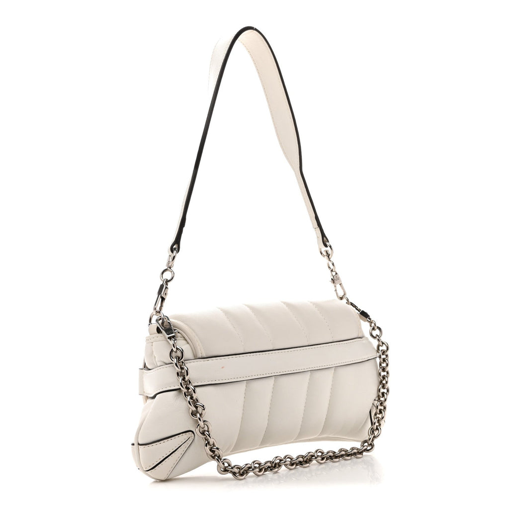 Gucci Nappa Vertical Matelasse Small Maxi Horsebit Chain Shoulder Bag Great White